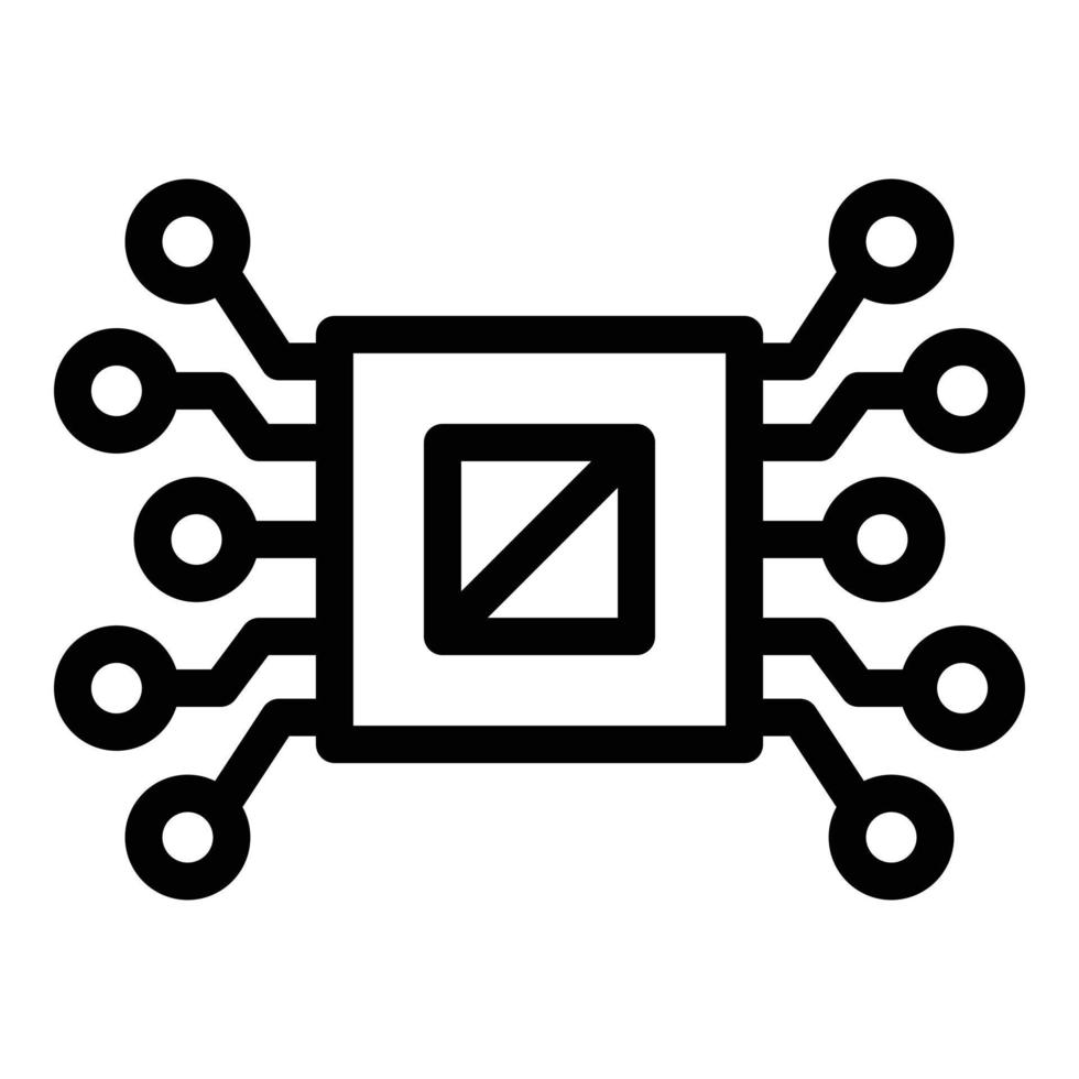 Ai processor icon, outline style vector