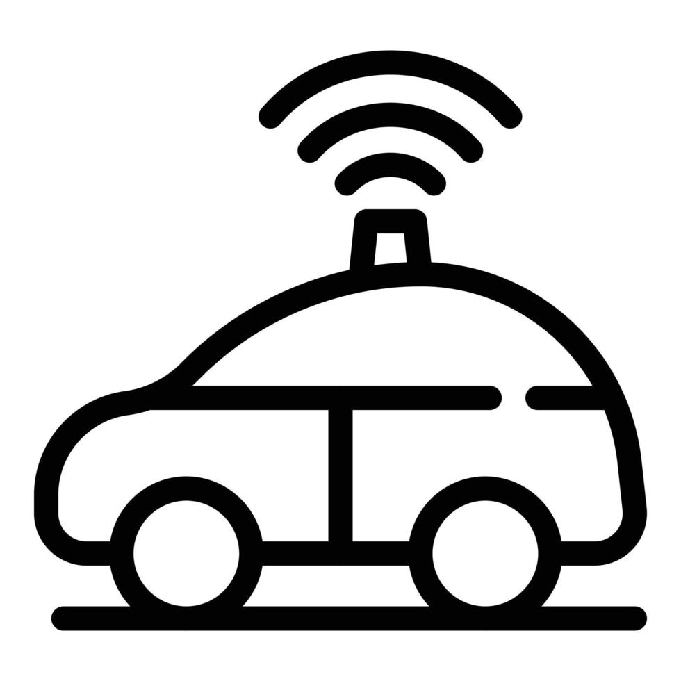 Driverless car on road icon, outline style vector