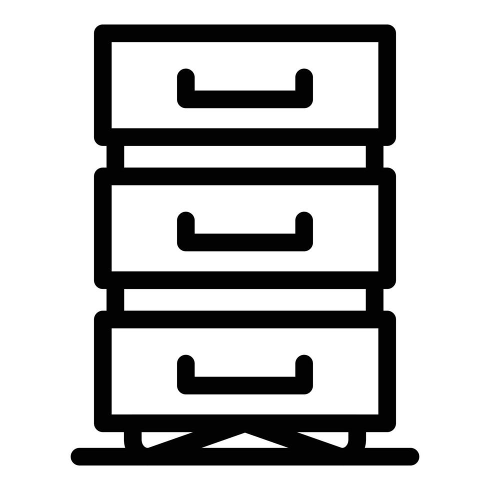 icono de cajón de archivo de datos, estilo de esquema vector