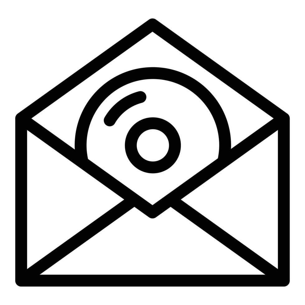 Audio mail icon, outline style vector