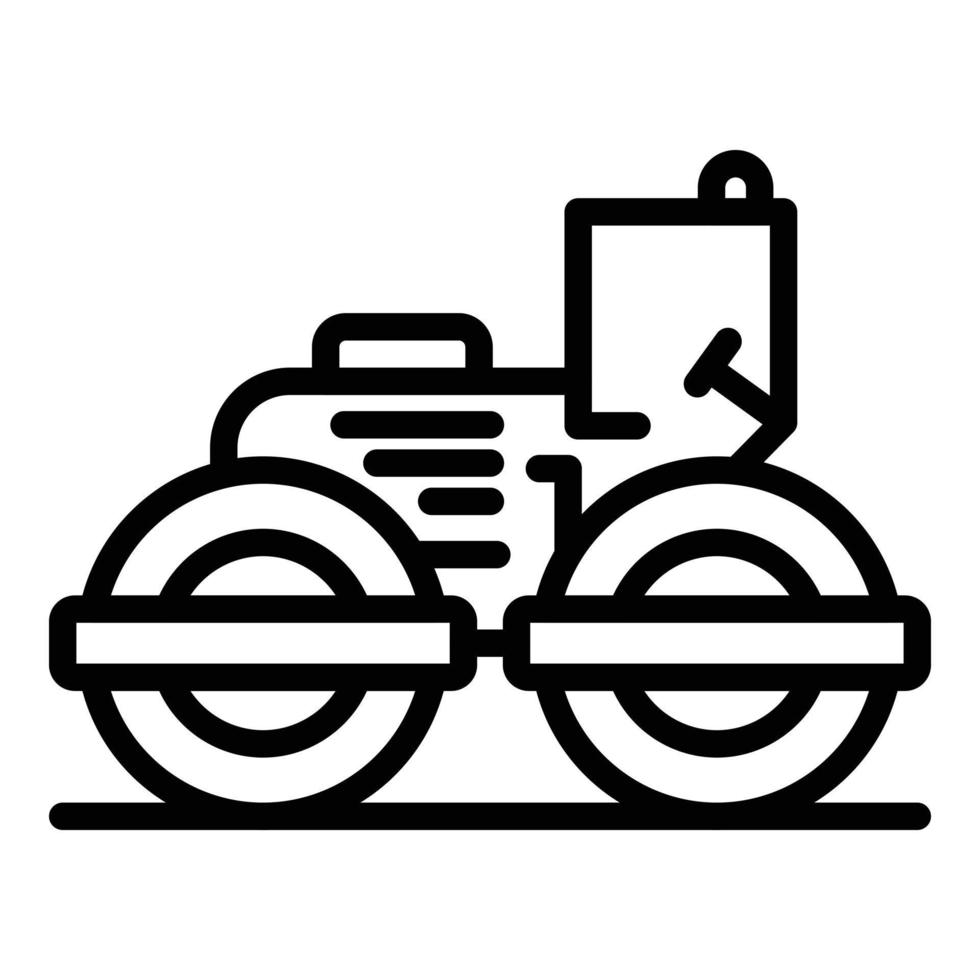 Linear road roller icon, outline style vector