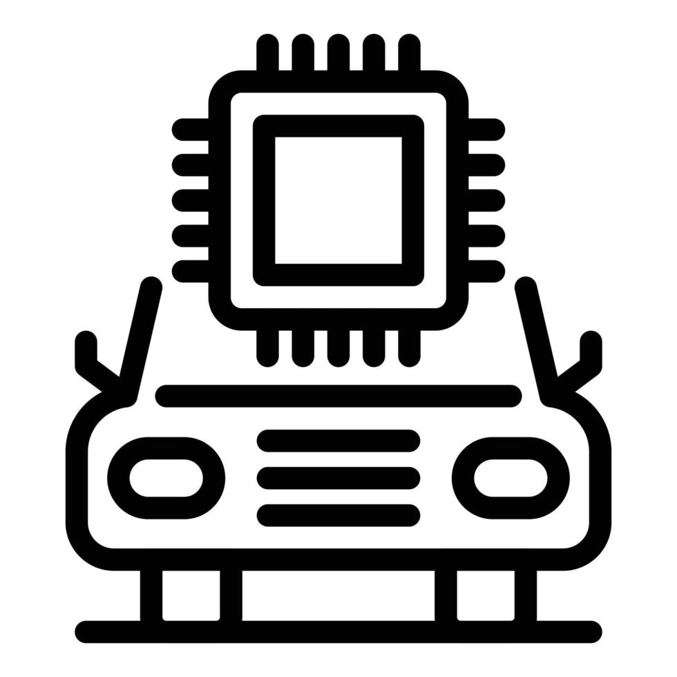 Smart car processor icon, outline style vector