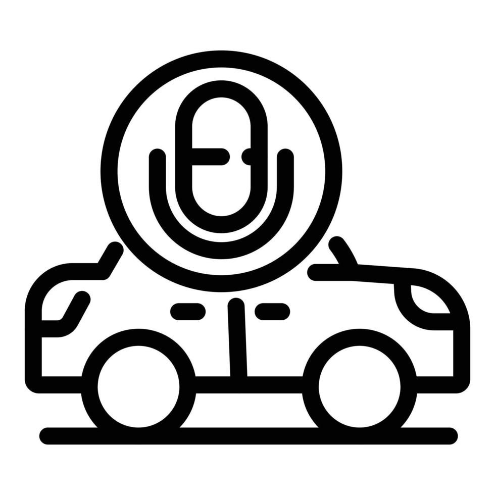 asistente de voz icono de coche sin conductor, estilo de contorno vector