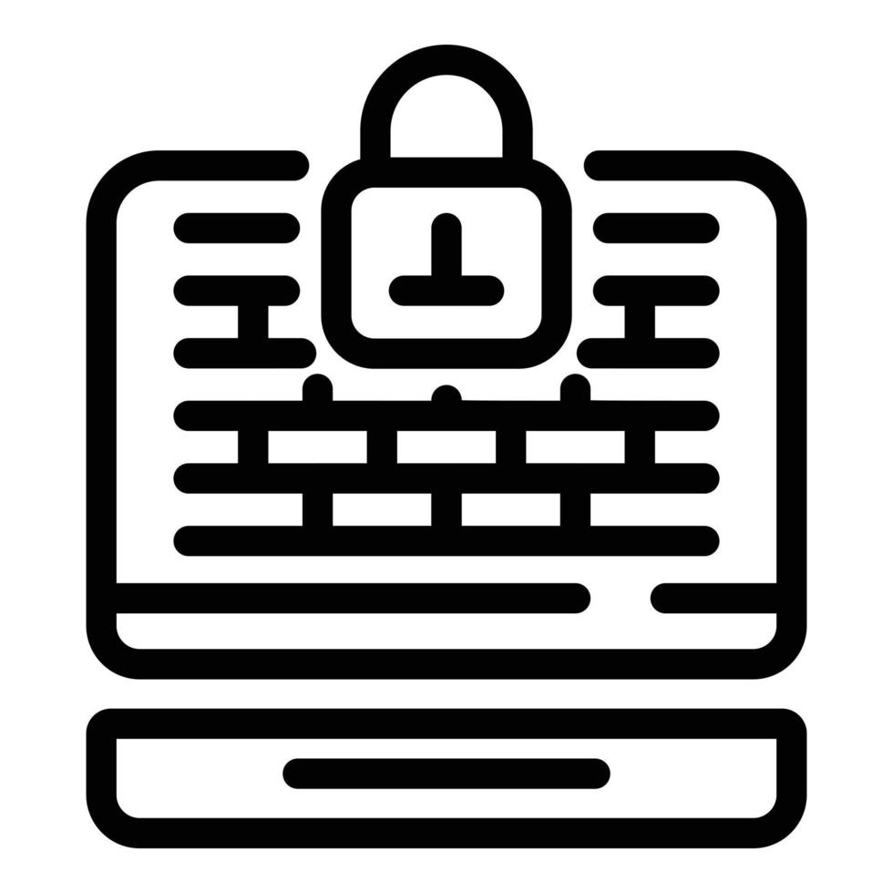 Protected home computer icon, outline style vector
