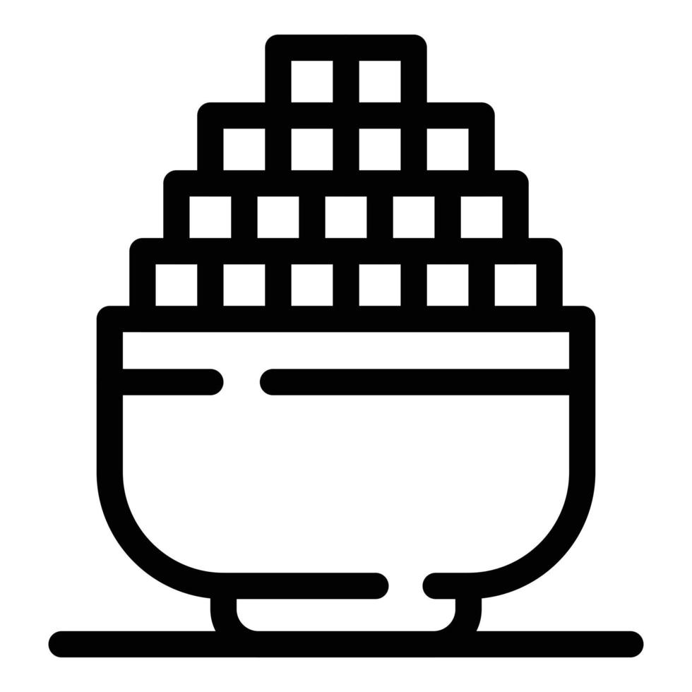 Sugar cube bowl icon, outline style vector