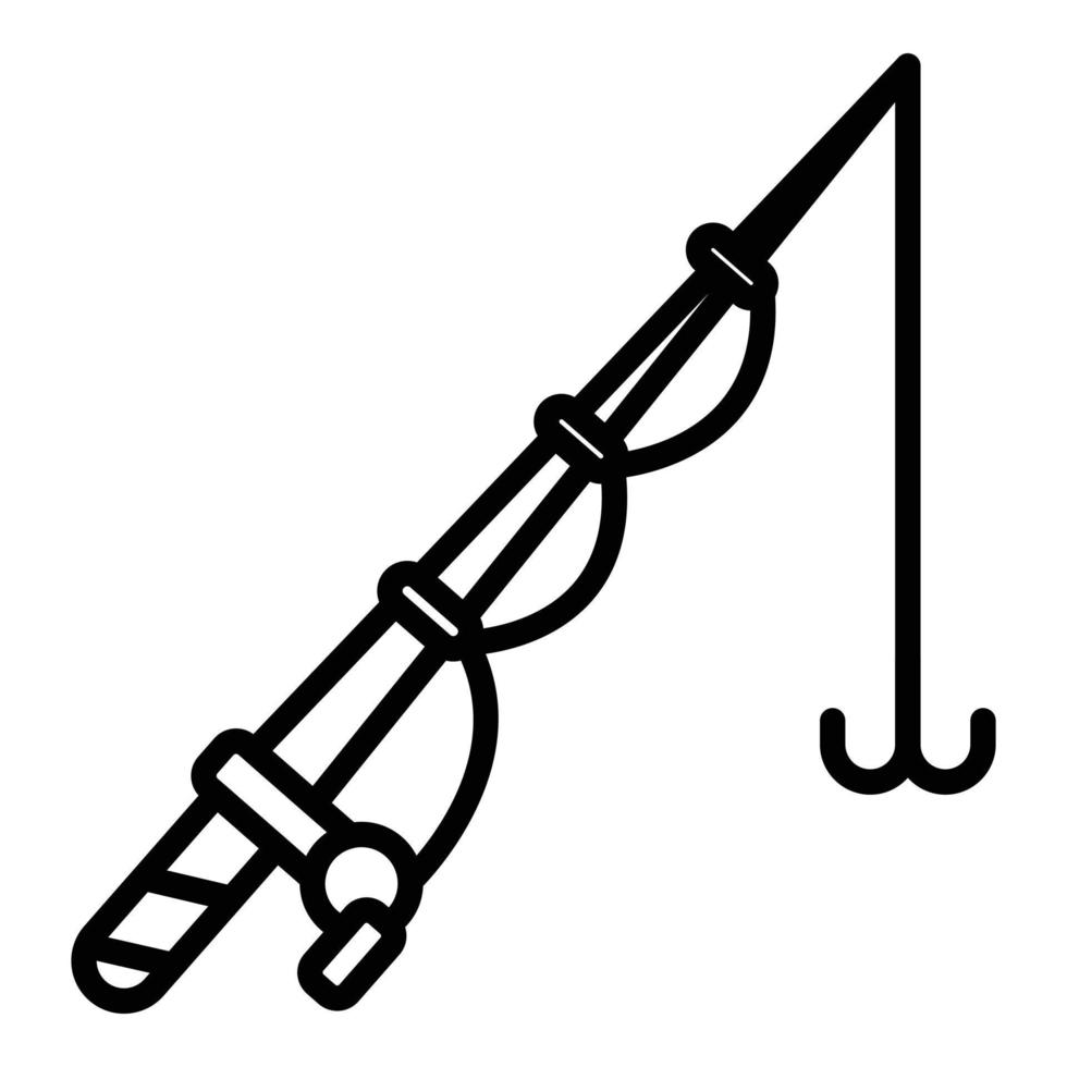 Fishing rod spinning icon, outline style vector