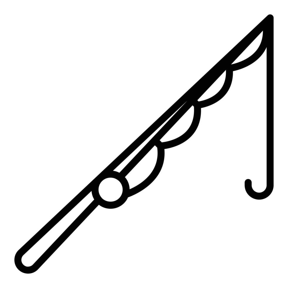 Rod fish hook icon, outline style vector