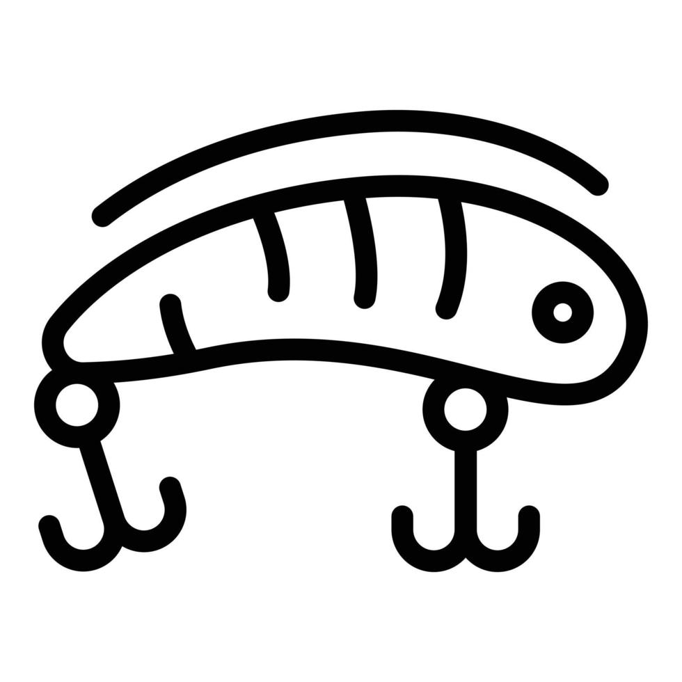 icono de cebo de pescado falso, estilo de esquema vector