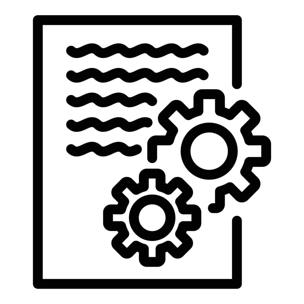 icono de informe del sistema de engranajes, estilo de esquema vector