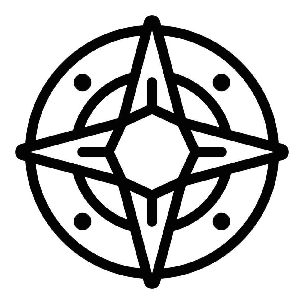 icono de brújula náutica, estilo de contorno vector