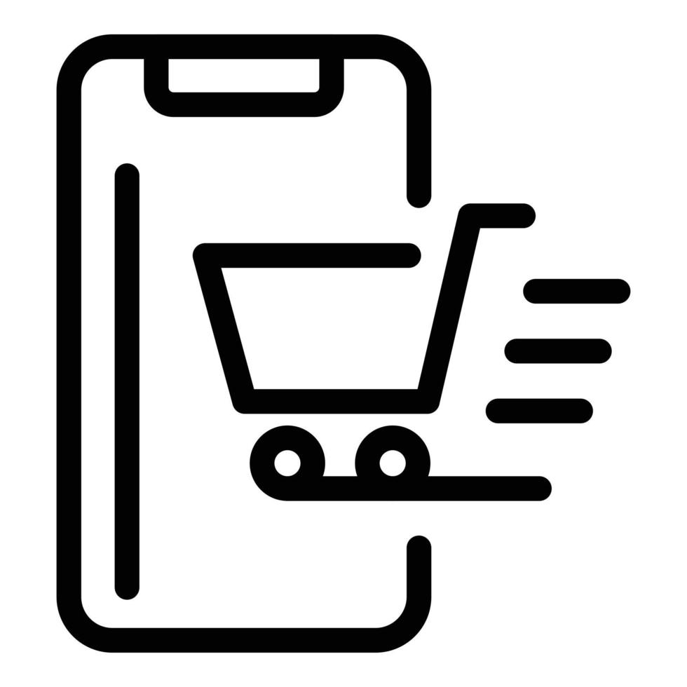 Fast smartphone shopping icon, outline style vector