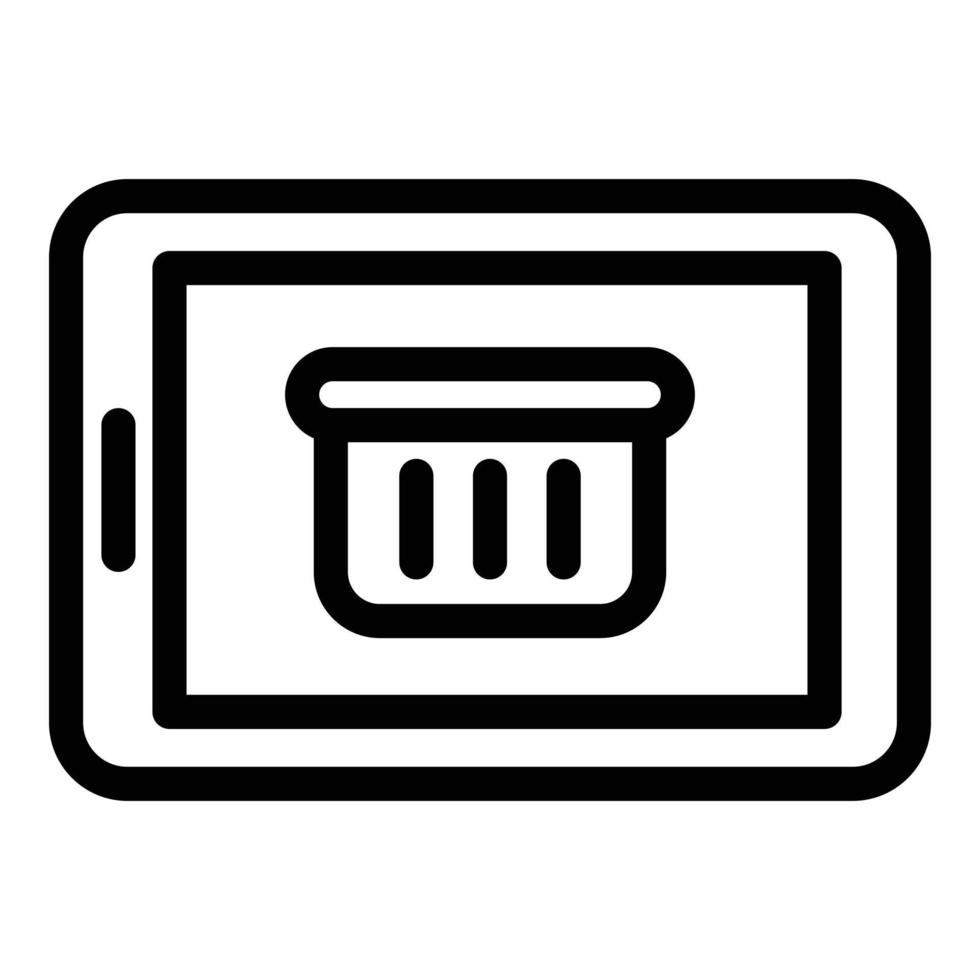 Tablet shopping icon, outline style vector