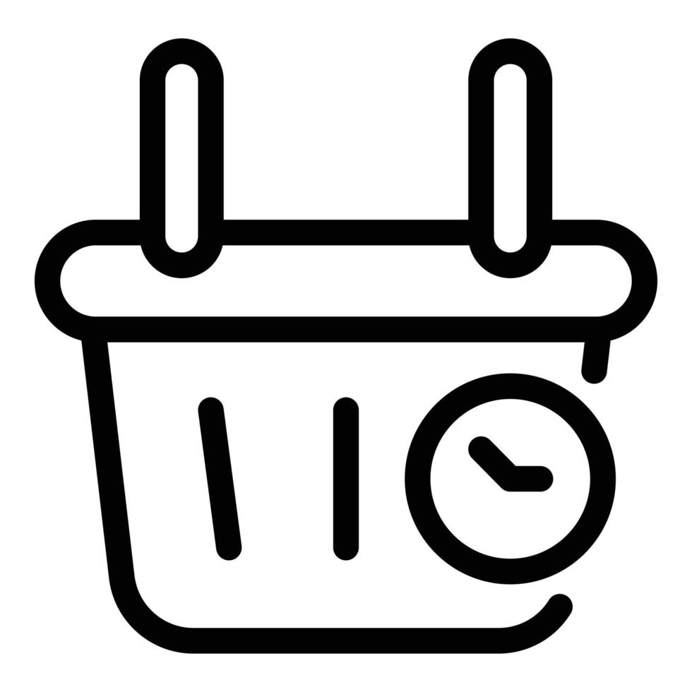 Shop basket time icon, outline style vector