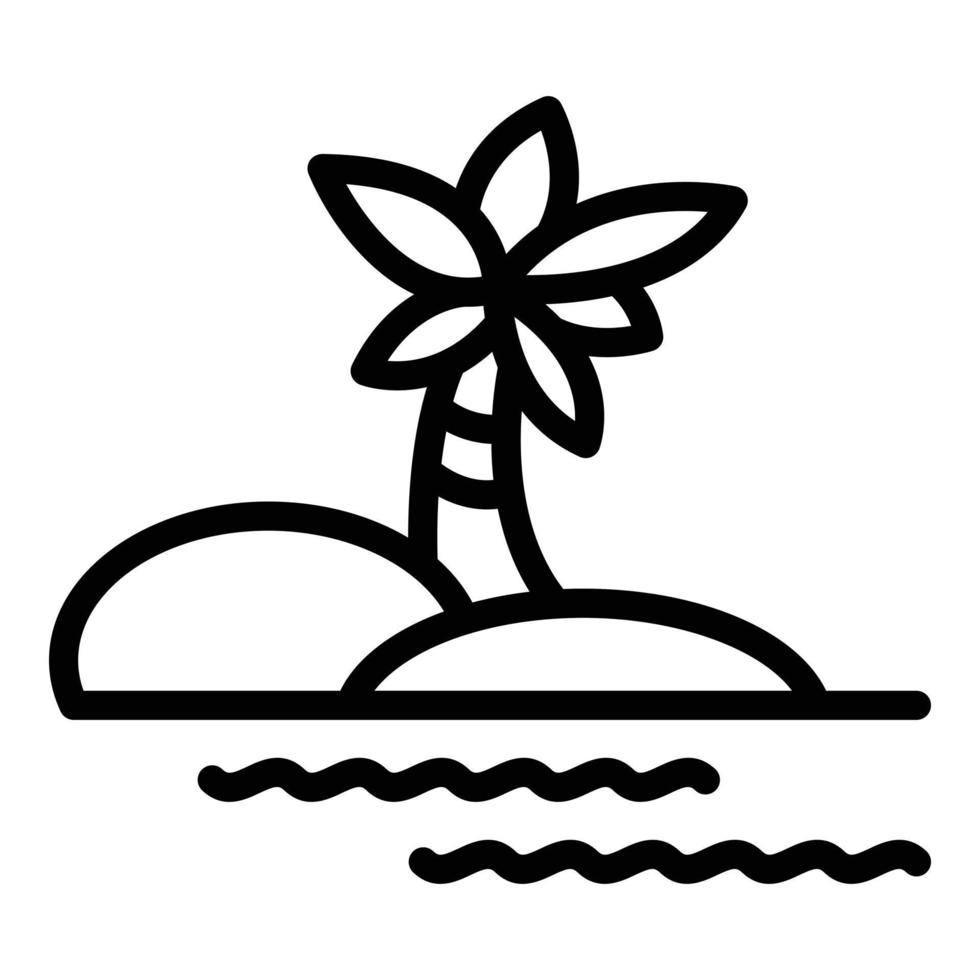 Coconut palm tree island icon, outline style vector