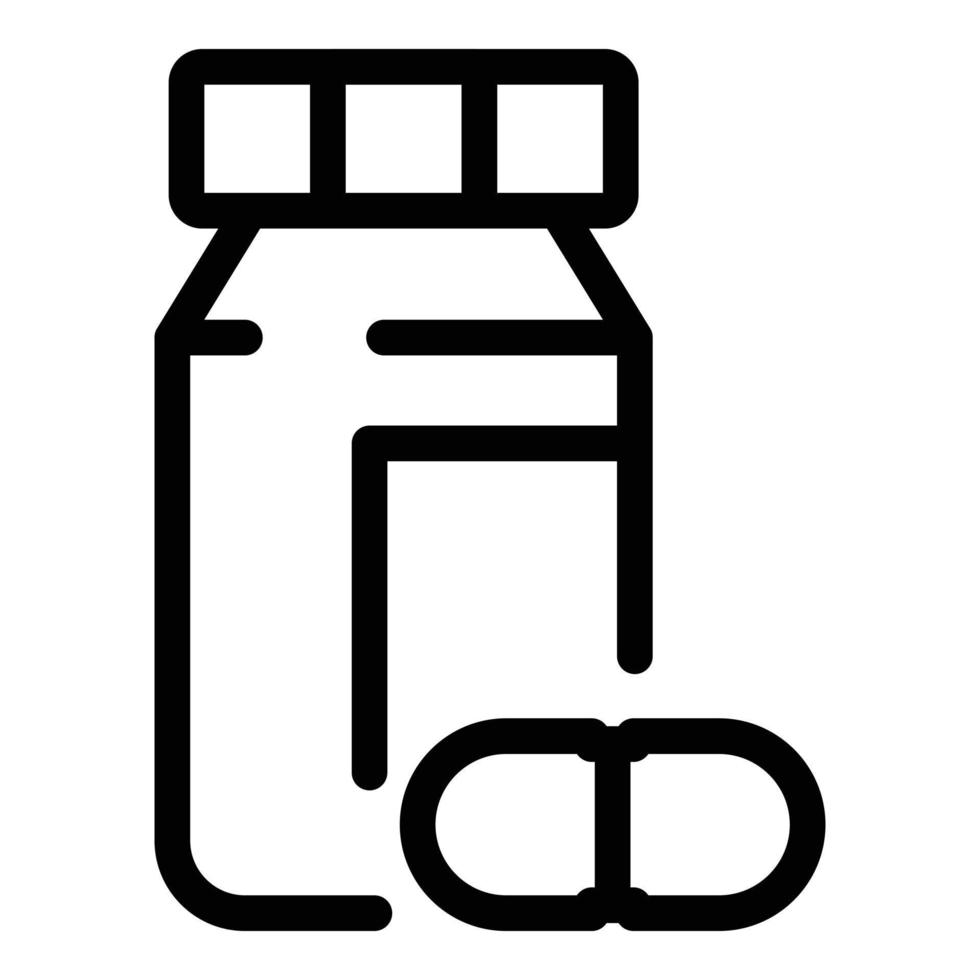 Medical pill jar icon, outline style vector