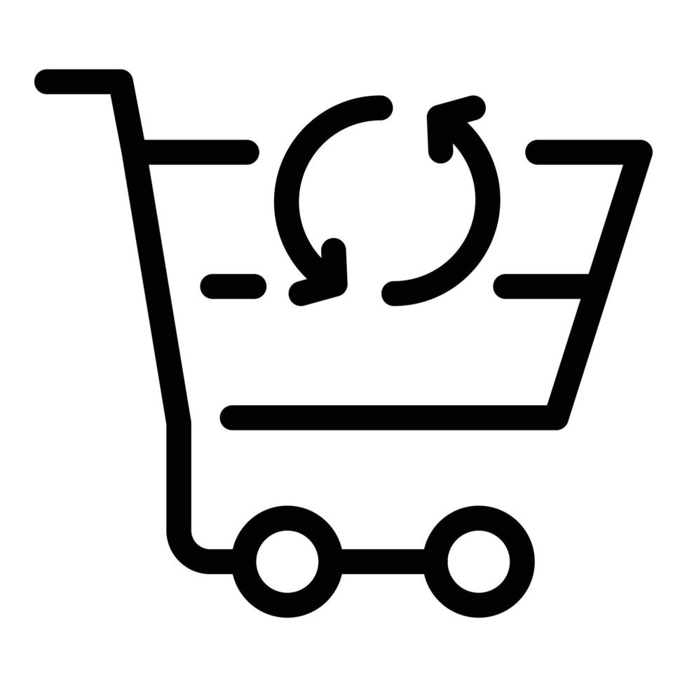 icono del carrito de la tienda de reciclaje, estilo de esquema vector