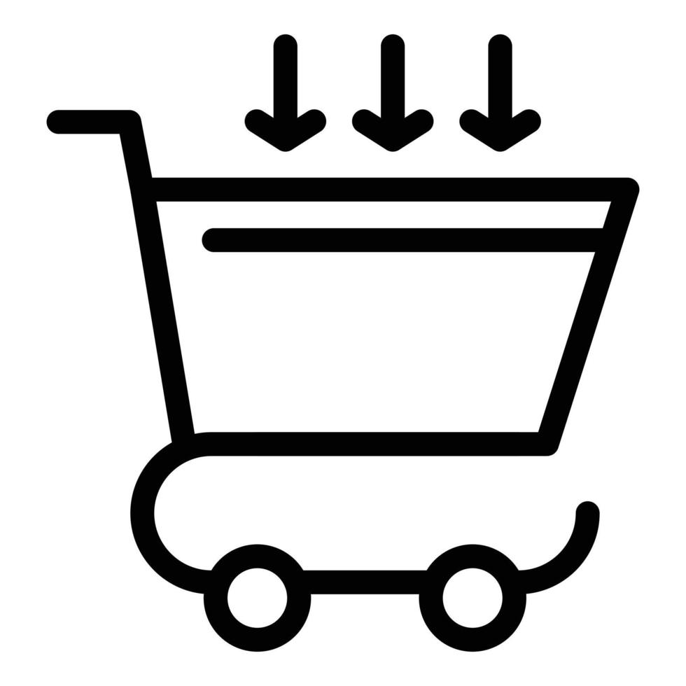 icono del carrito de la tienda de crédito, estilo de esquema vector