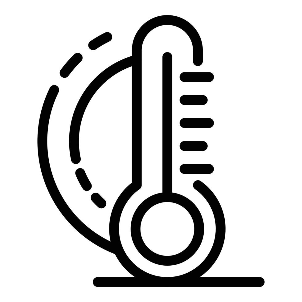 icono de temperatura caliente, estilo de esquema vector