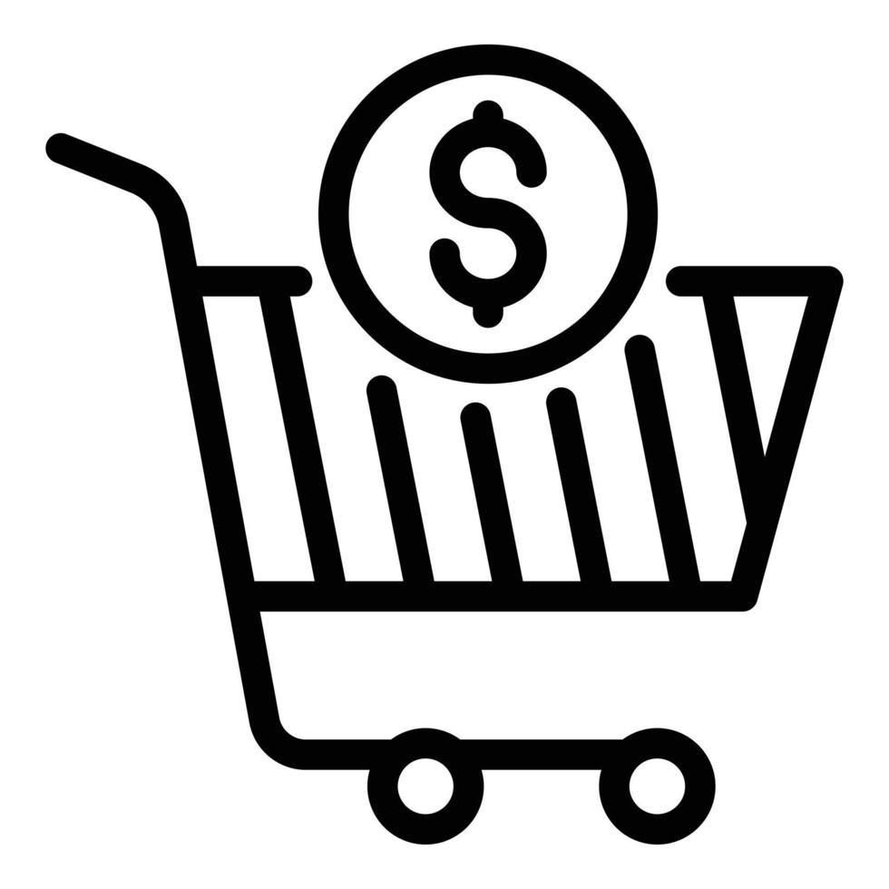 Shop cart money icon, outline style vector