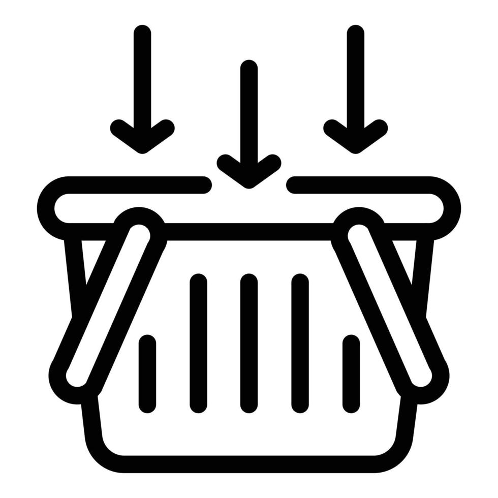 Put in shop basket icon, outline style vector