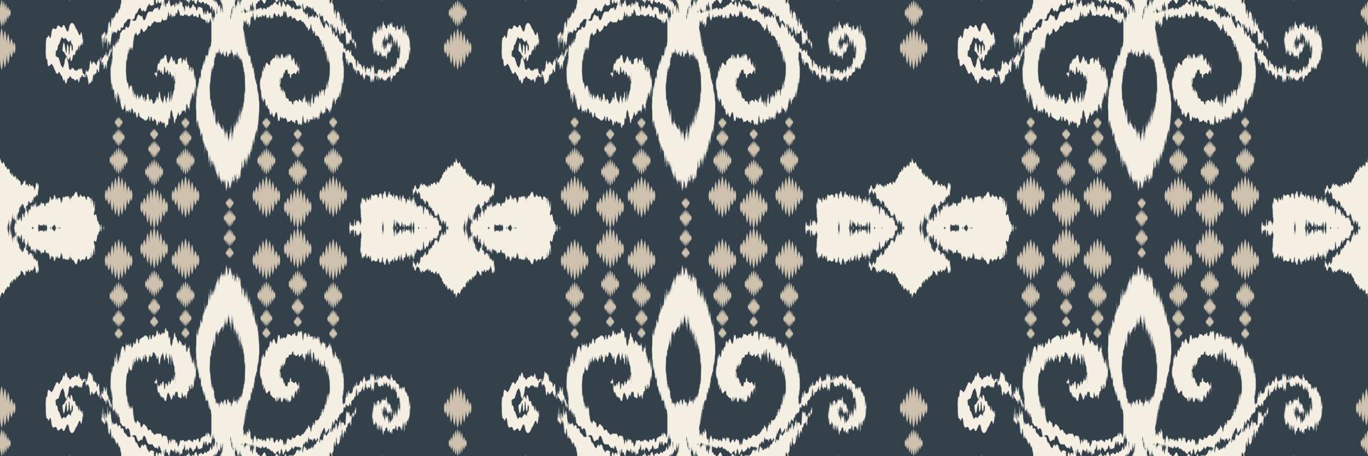 Ikat frame batik textile seamless pattern digital vector design for Print saree Kurti Borneo Fabric border brush symbols swatches cotton
