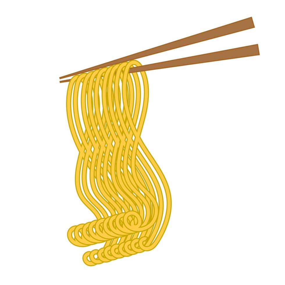 fideos de comida asiática con palillos levantan fideos. ilustración vectorial vector