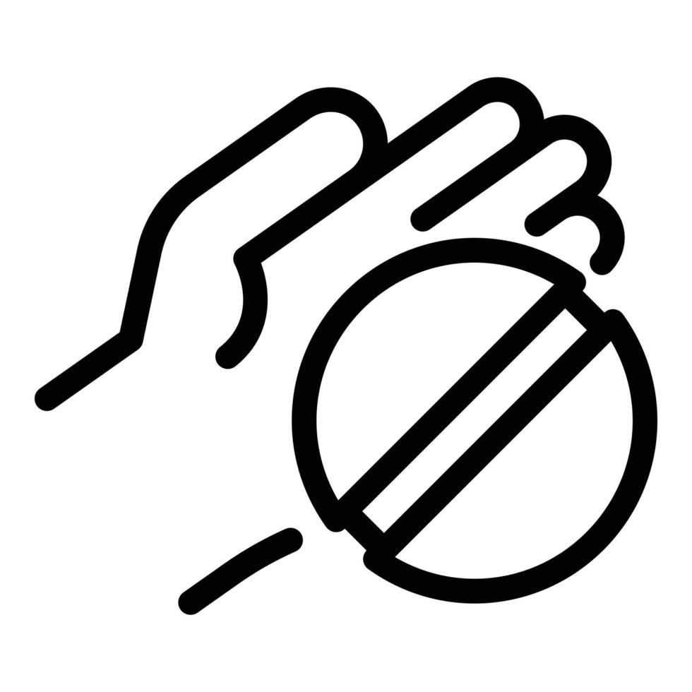 Round pill in hand icon, outline style vector