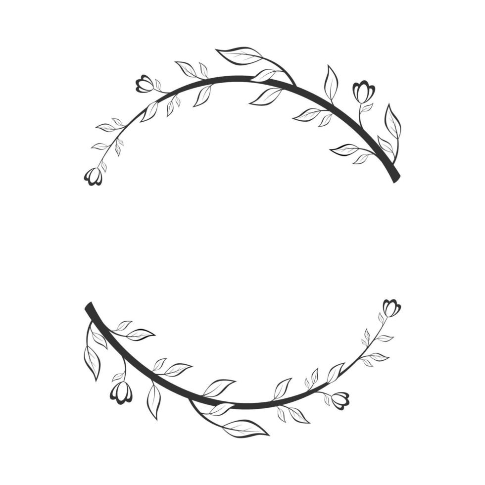 Hand drawn vector frame. Floral wreath with leaves for wedding and holiday. Decorative elements for design.