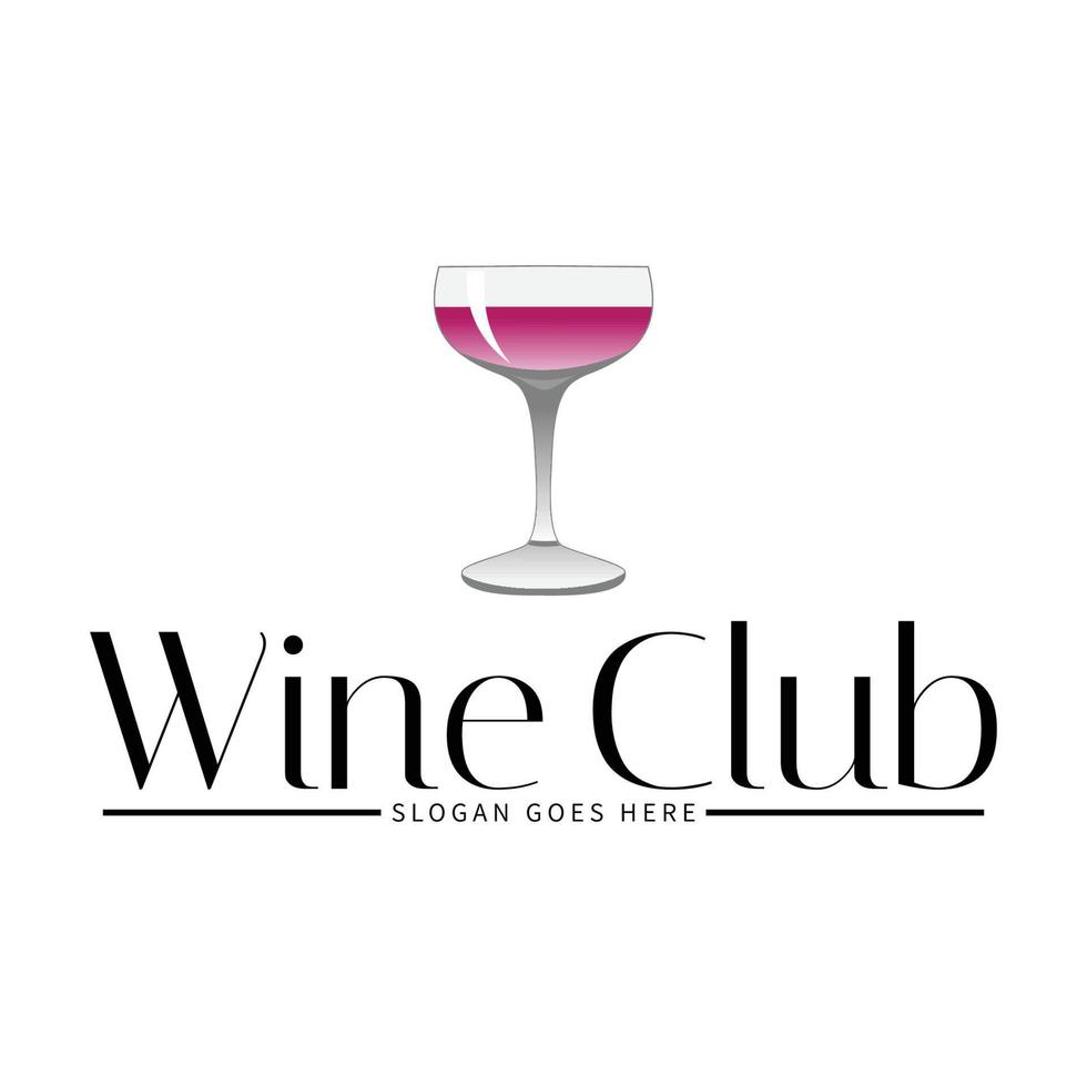 vector de icono de diseño de logotipo de copa de vino tinto aislado sobre fondo blanco