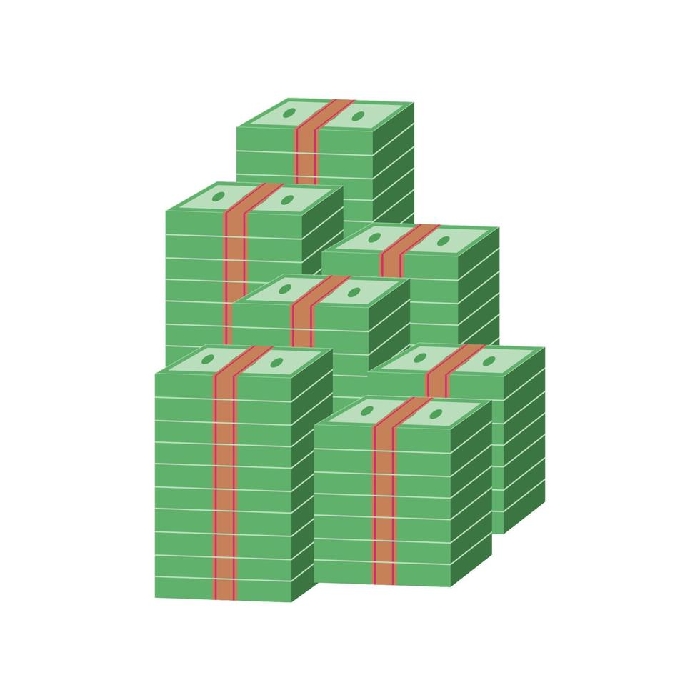 Vector illustration of a mountain of money on a white background
