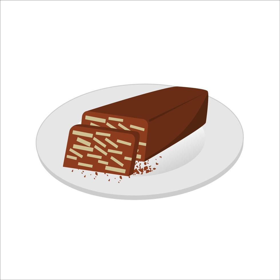 Vector illustration of a chocolate dessert cake on white background