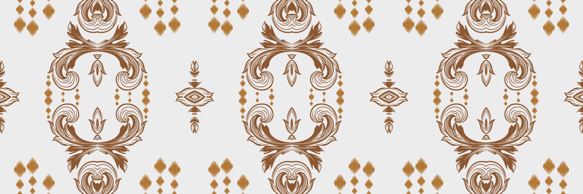 motivo ikat diamante batik textil patrón sin costuras diseño vectorial digital para imprimir sari kurti borde de tela símbolos de pincel muestras elegantes vector