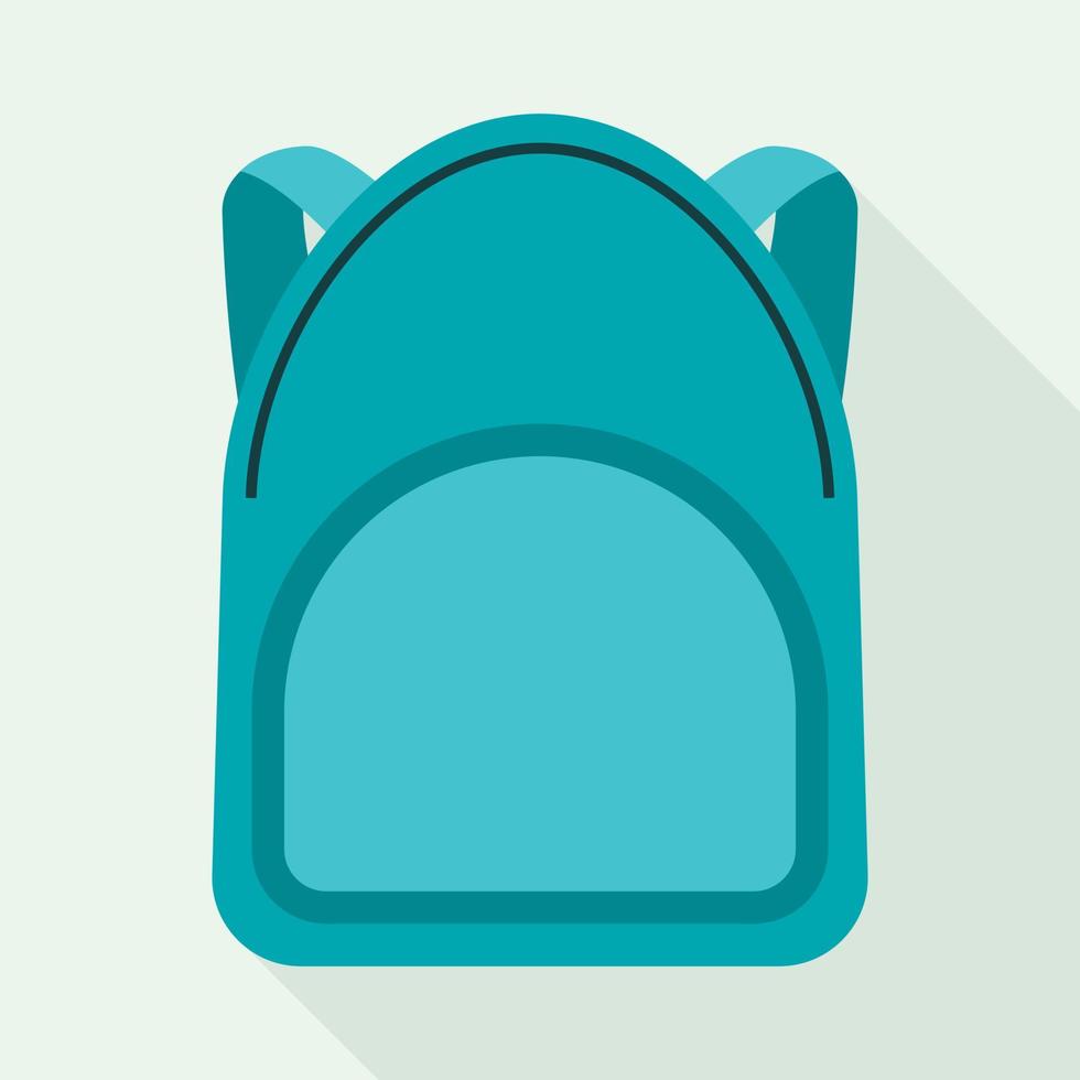 Aqua color backpack icon, flat style vector