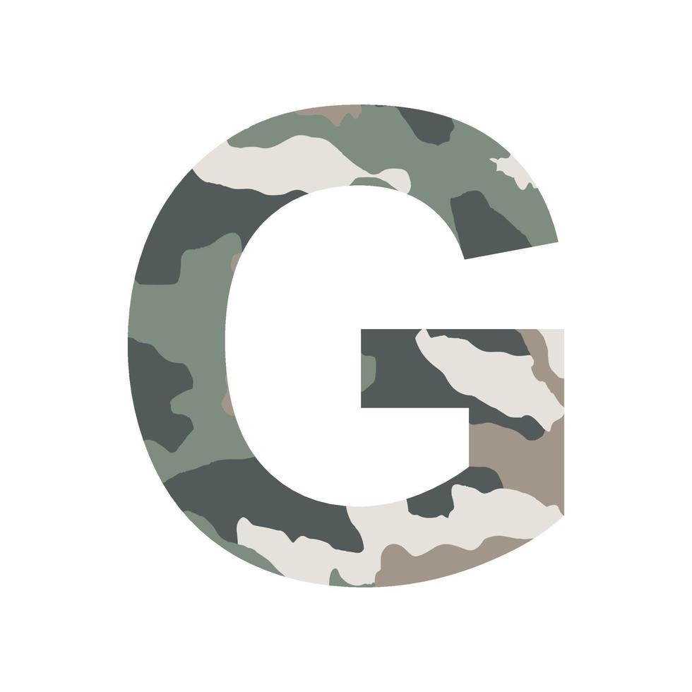 English alphabet letter G, khaki style isolated on white background - Vector