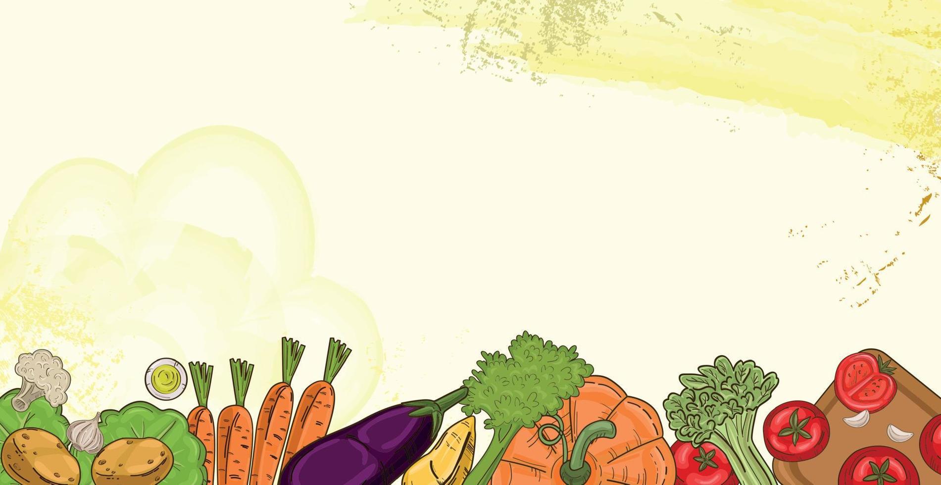 fondo blanco panorámico conjunto de verduras ecológicas - vector