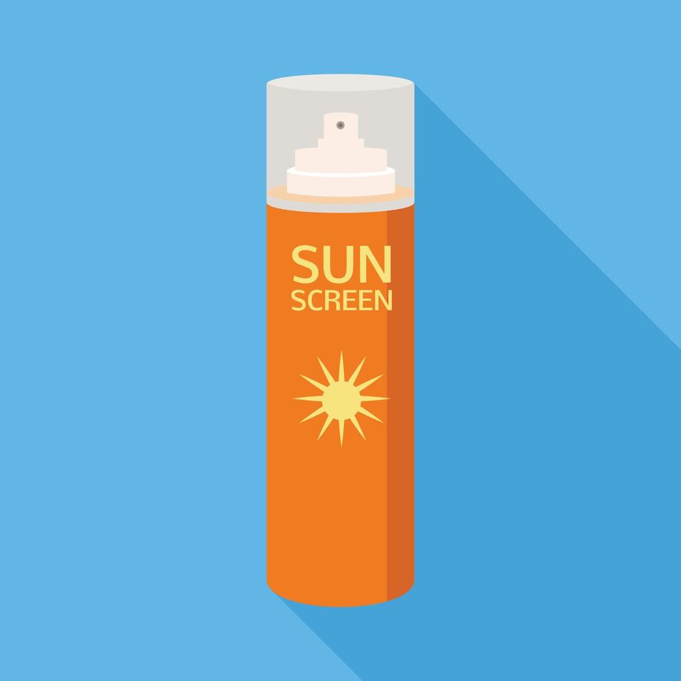 icono de spray de protección solar, estilo plano vector