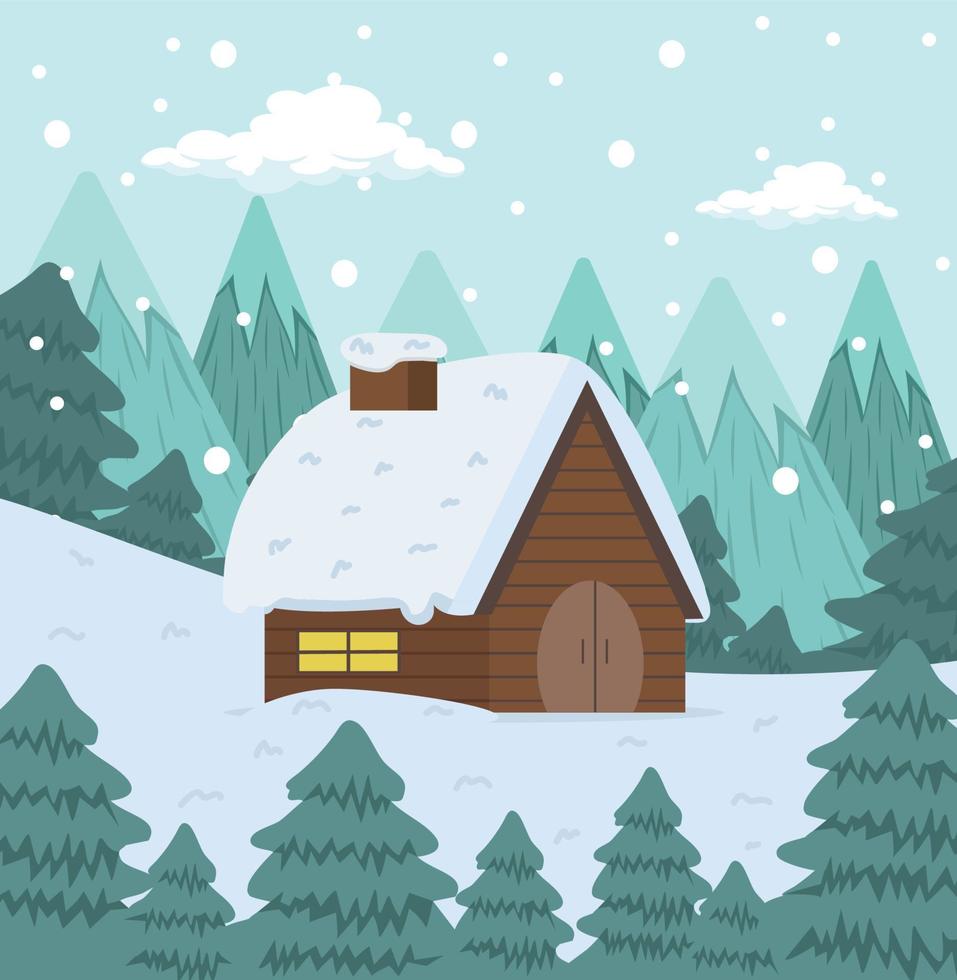 House in the winter with snow vector