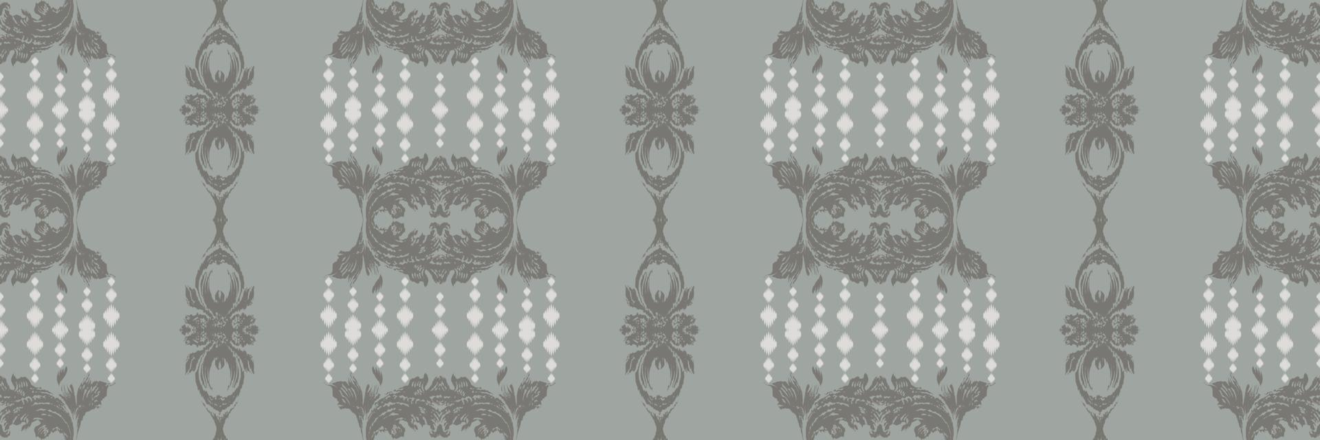 Batik Textile Ikkat or ikat frame seamless pattern digital vector design for Print saree Kurti Borneo Fabric border brush symbols swatches stylish
