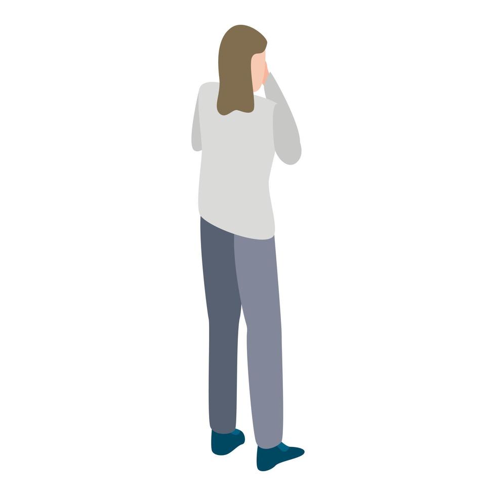 Student girl icon, isometric style vector