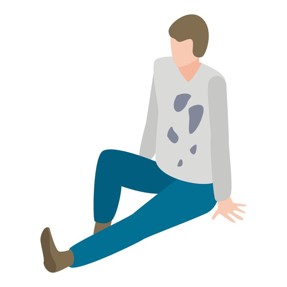 Homeless man icon, isometric style vector