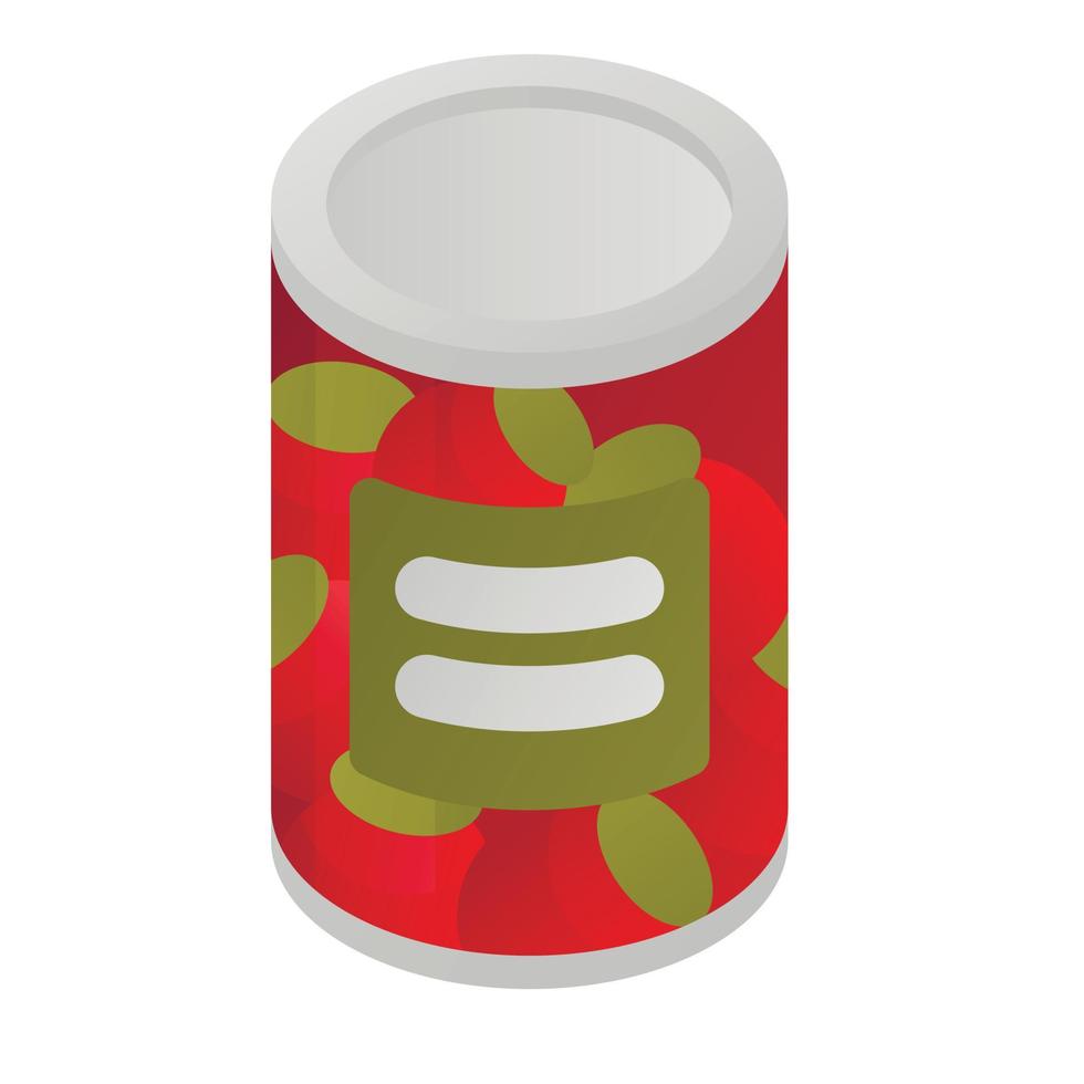 Tomato tin can icon, isometric style vector