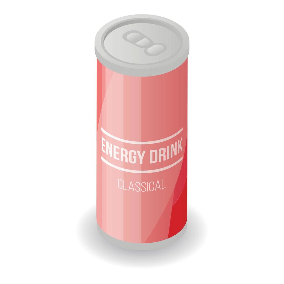 icono de lata de bebida energética roja, estilo isométrico vector