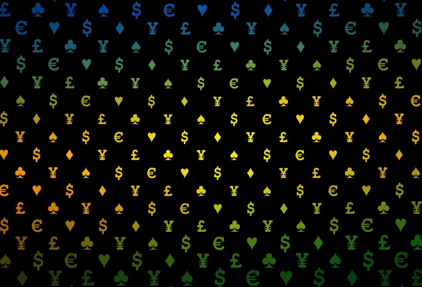 Dark multicolor, rainbow vector pattern with symbol of cards.