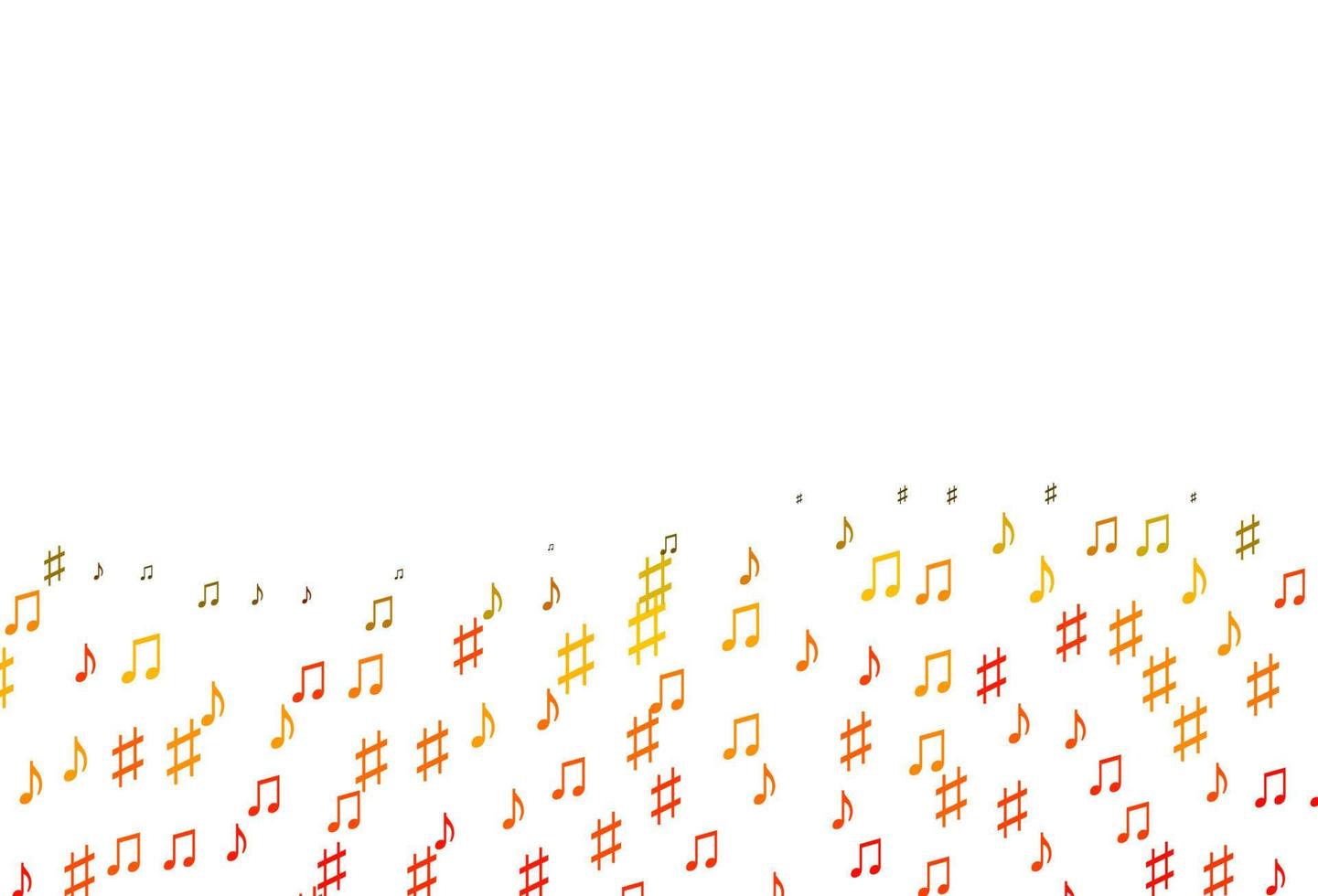 textura de vector naranja claro con notas musicales.