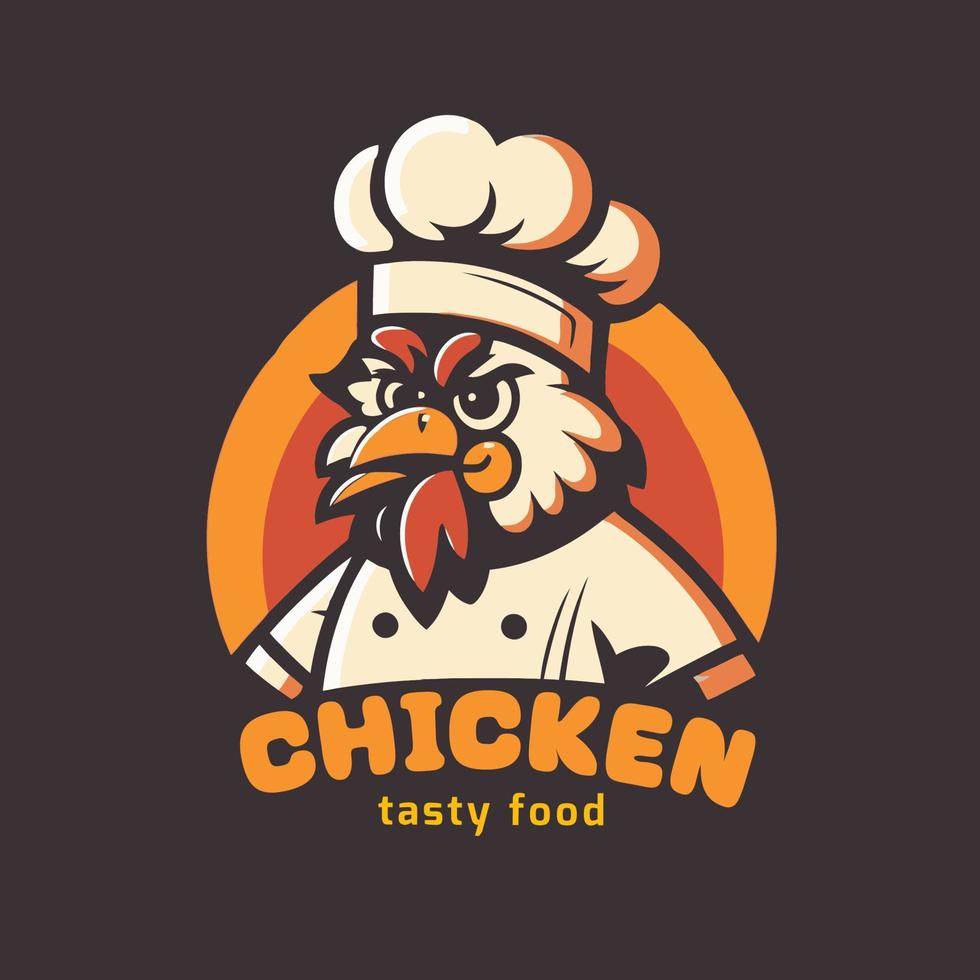 fried chicken chef mascot logo for food restaurant concept vector