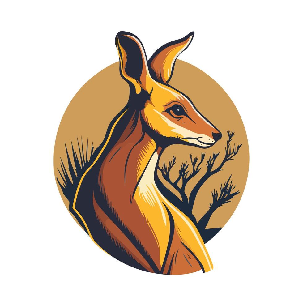 canguro wallaby animal australiano carácter salvaje logotipo vector ilustración