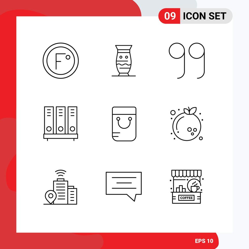 Outline Pack of 9 Universal Symbols of file database india data quotes Editable Vector Design Elements