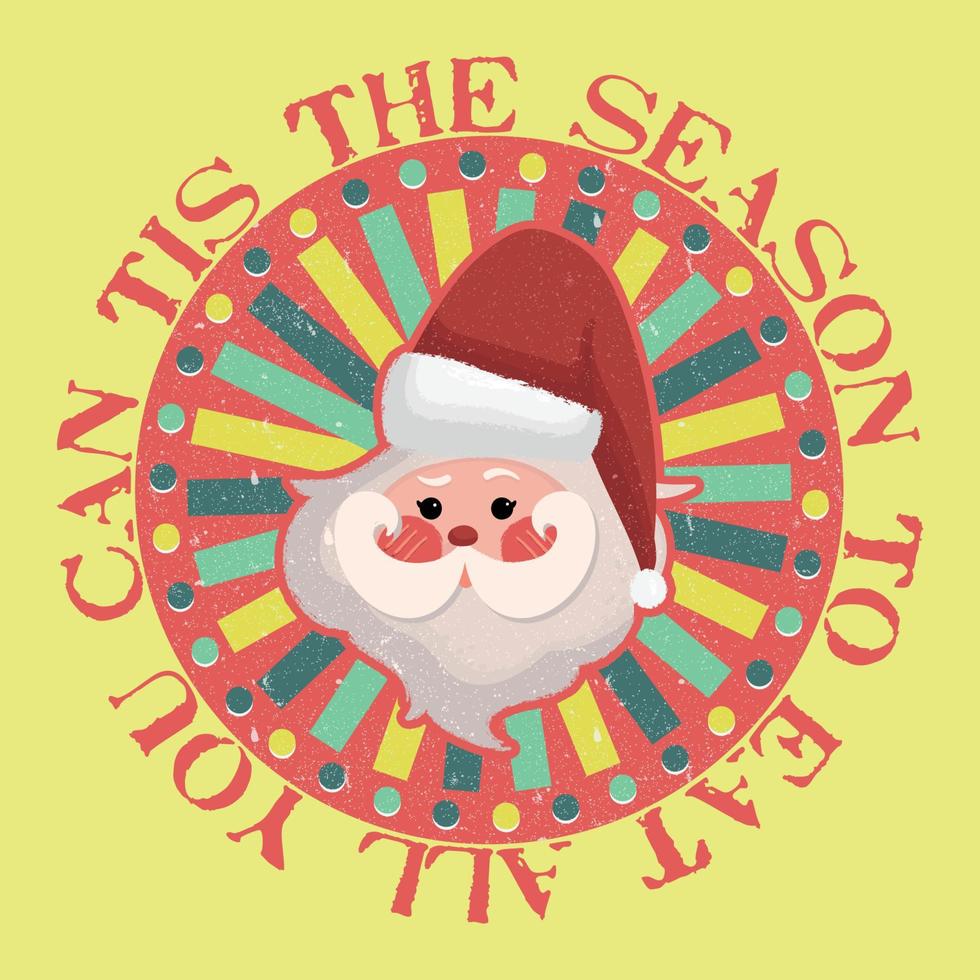 Retro Vintage Christmas Santa Typography Greeting Badge Vector Composition Design 03