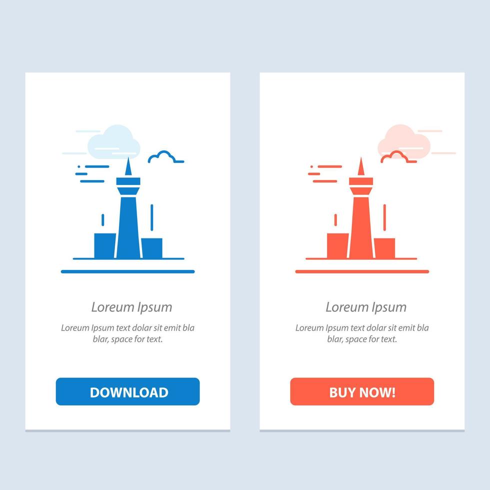 Architecture and City Buildings Canada Tower Landmark  Blue and Red Download and Buy Now web Widget Card Template vector