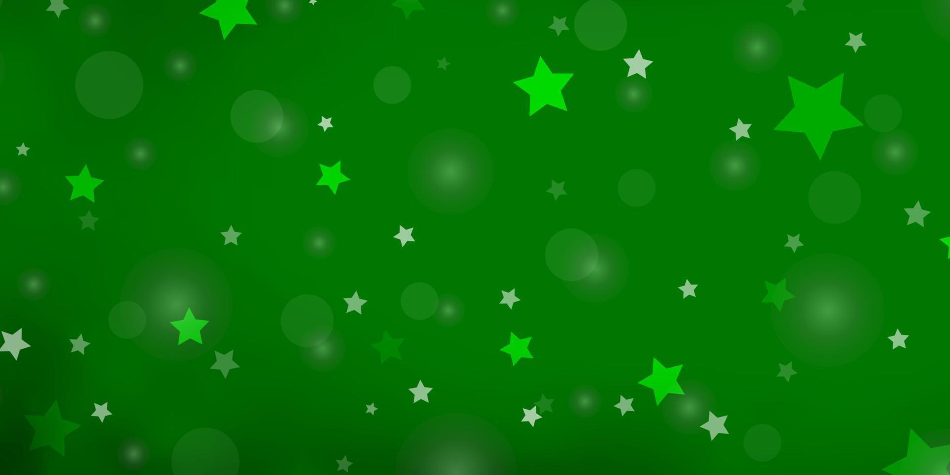 Light Green vector background with circles, stars.